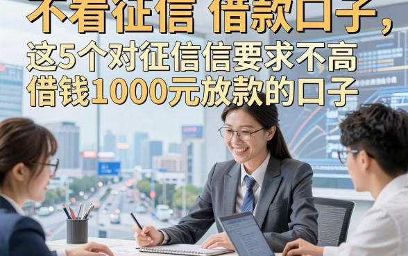 不看征信 借款口子，归类这5个对征信要求不高借钱1000元放款的口子