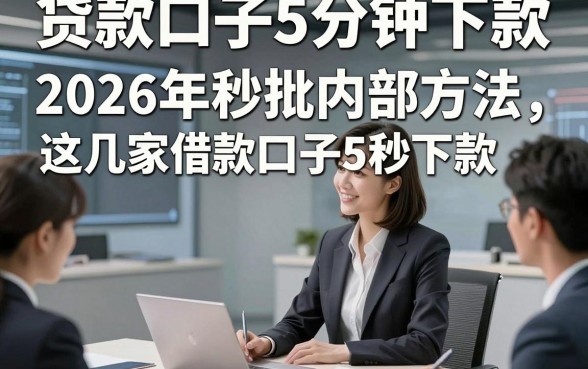 贷款口子5分钟下款，2026年秒批内部方法这几家借款口子5秒下款对资质要求不高平台
