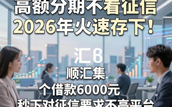 高额分期不看征信2026年火速存下！顺便汇集五个借款6000元秒下对征信要求不高平台