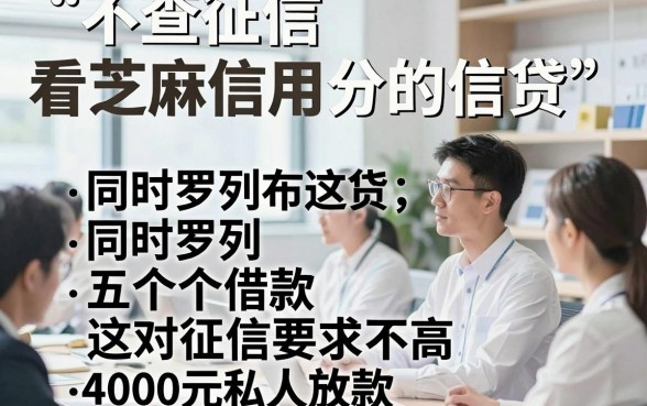 不查征信看芝麻信用分的信贷，同时罗列这五个借款对征信要求不高4000元私人放款的app
