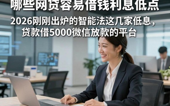 哪些网贷容易借钱利息低点，2026刚刚出炉的智能法这几家低息贷款借5000微信放款的平台