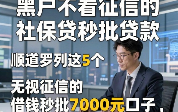 黑户不看征信的社保贷秒批贷款，顺道罗列这5个无视征信的借钱秒批7000元口子